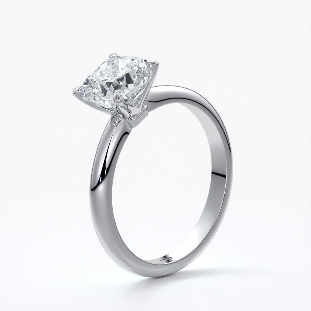 Martha Engagement Ring cushion cut diamond 4 claw platinum