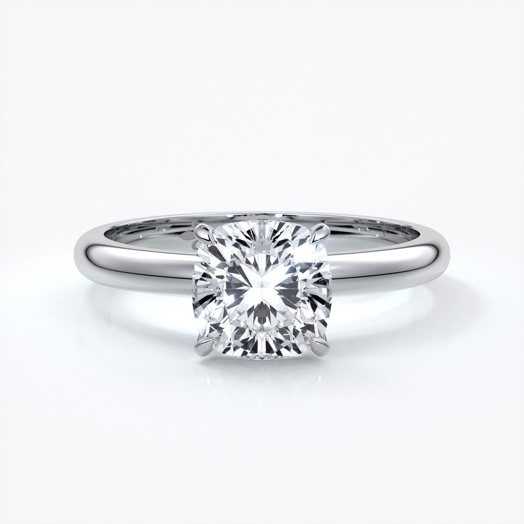 Martha Engagement Ring cushion cut diamond 4 claw platinum