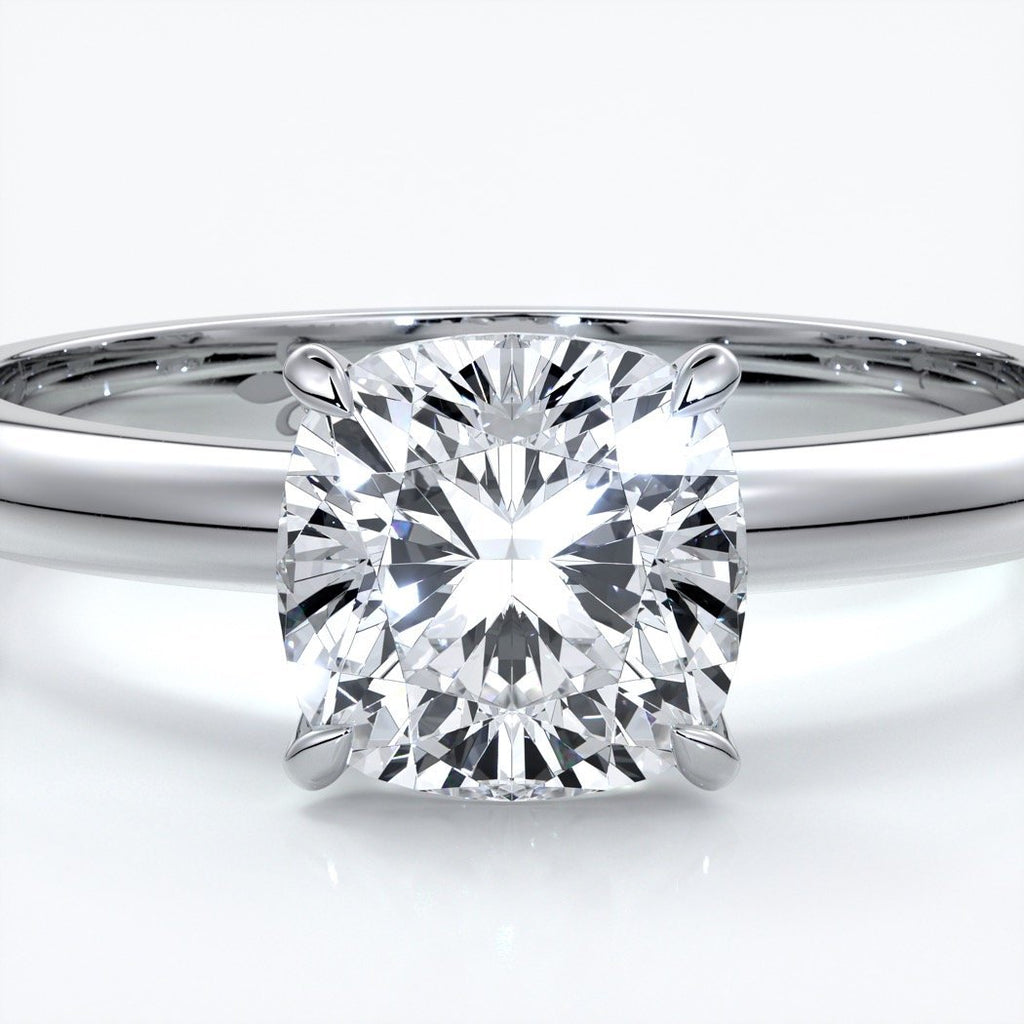 Martha Engagement Ring cushion cut diamond 4 claw platinum
