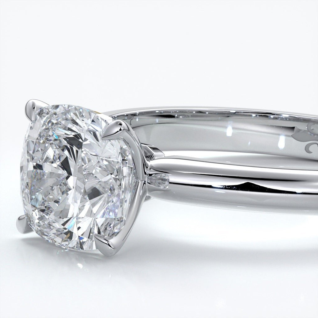Martha Engagement Ring cushion cut diamond 4 claw platinum