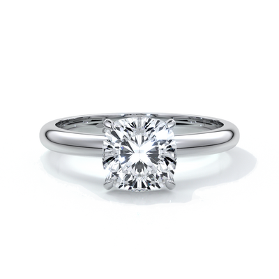 Martha Engagement Ring cushion cut diamond 4 claw platinum