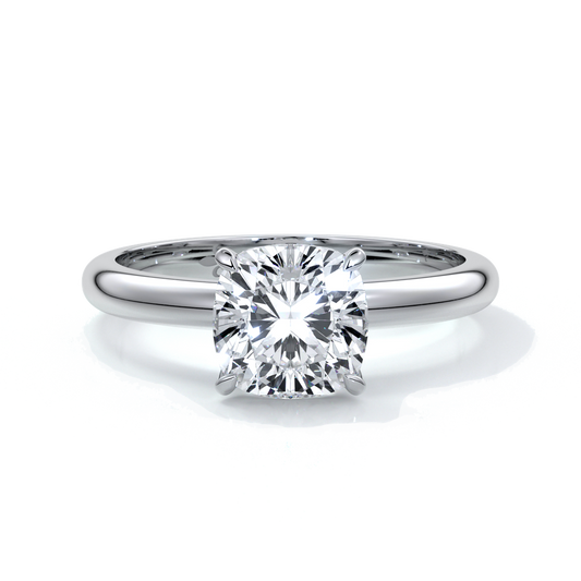Martha Engagement Ring cushion cut diamond 4 claw platinum