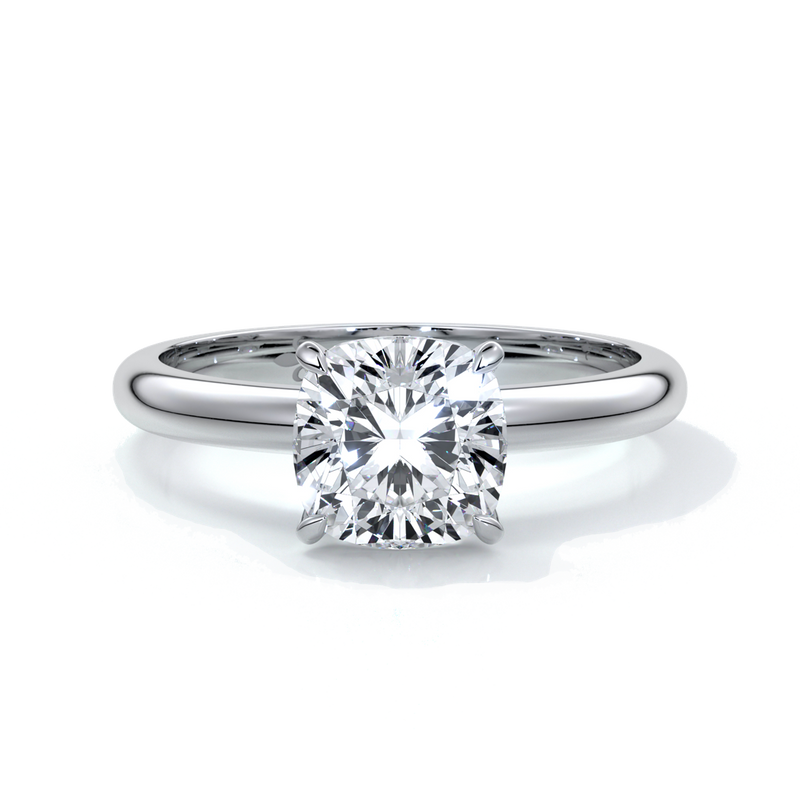 Martha Engagement Ring cushion cut diamond 4 claw platinum