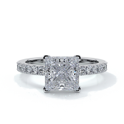 Mary Engagement Ring princess diamond band solitaire plat