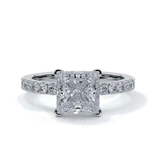 Mary Engagement Ring princess diamond band solitaire plat
