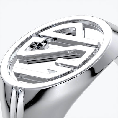 Mason Wedding ring round retro letter signet 18ct white gold
