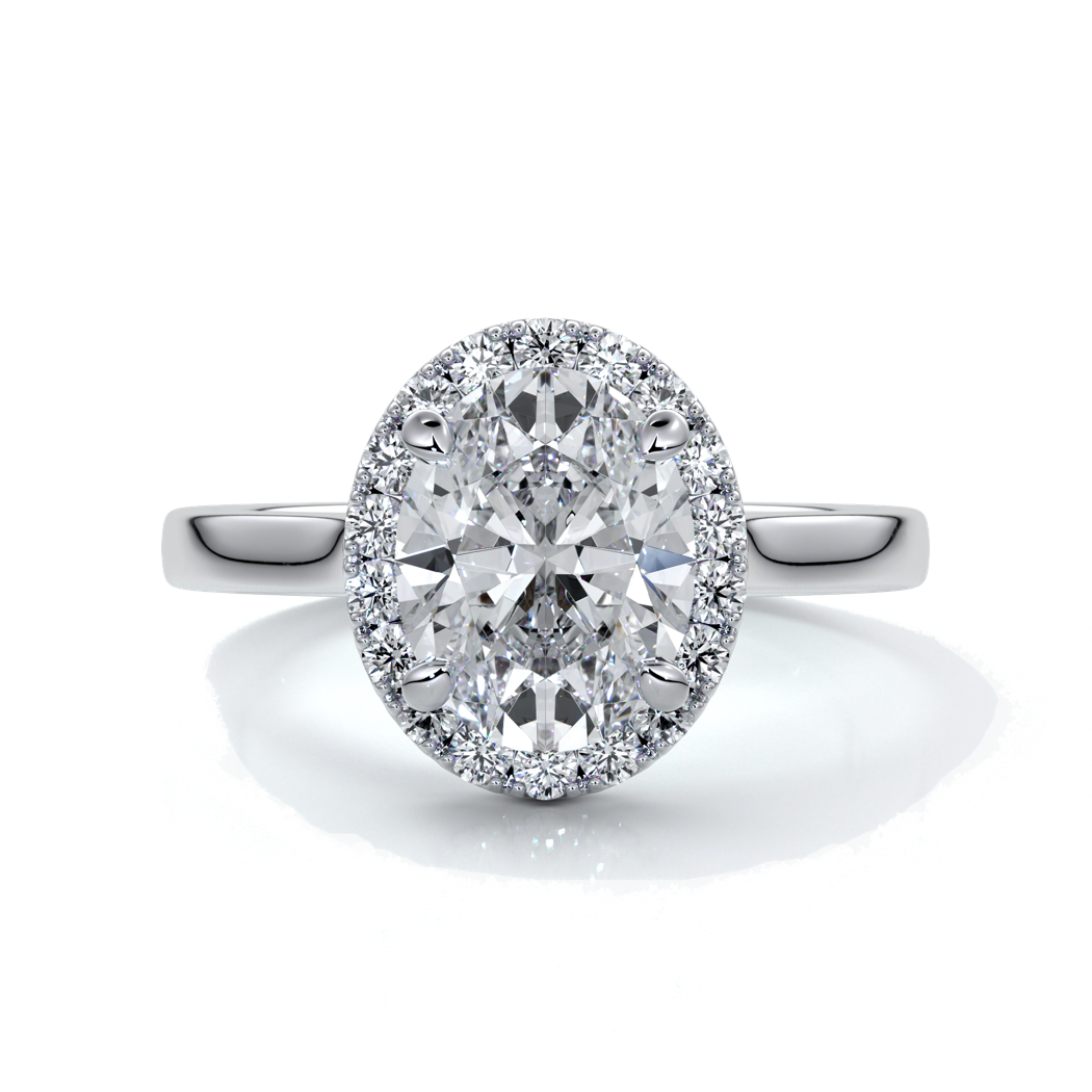 Maya Engagement Ring oval halo 18ct white gold