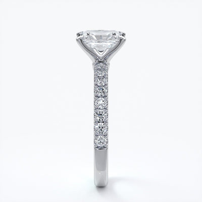 Megan Engagement Ring emerald diamond band 18ct white gold
