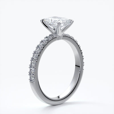 Megan Engagement Ring emerald diamond band 18ct white gold