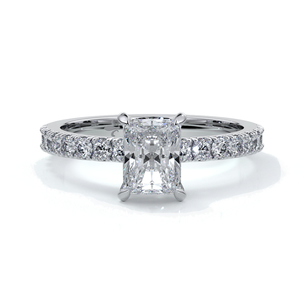 Megan Engagement Ring emerald diamond band 18ct white gold