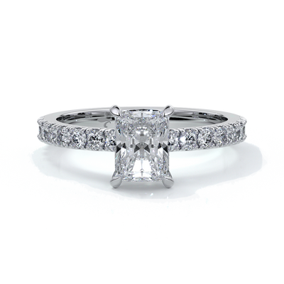 Megan Engagement Ring emerald diamond band 18ct white gold