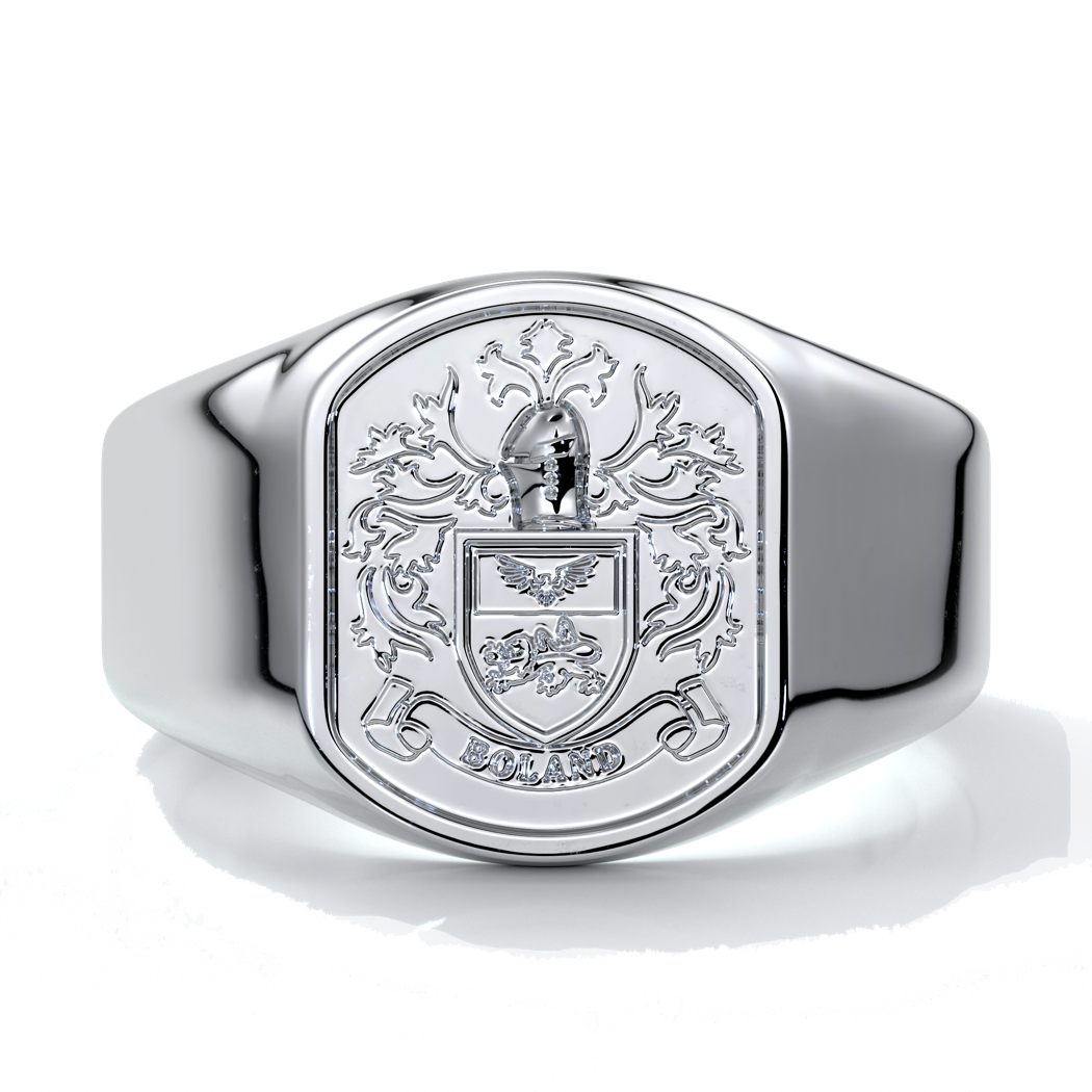 Nicholas Wedding ring crest ring 18ct white gold