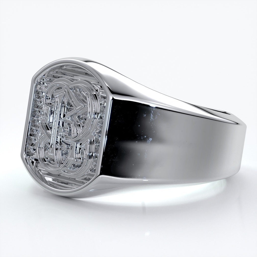 Otto Wedding rings crest ring monogram 18ct white gold