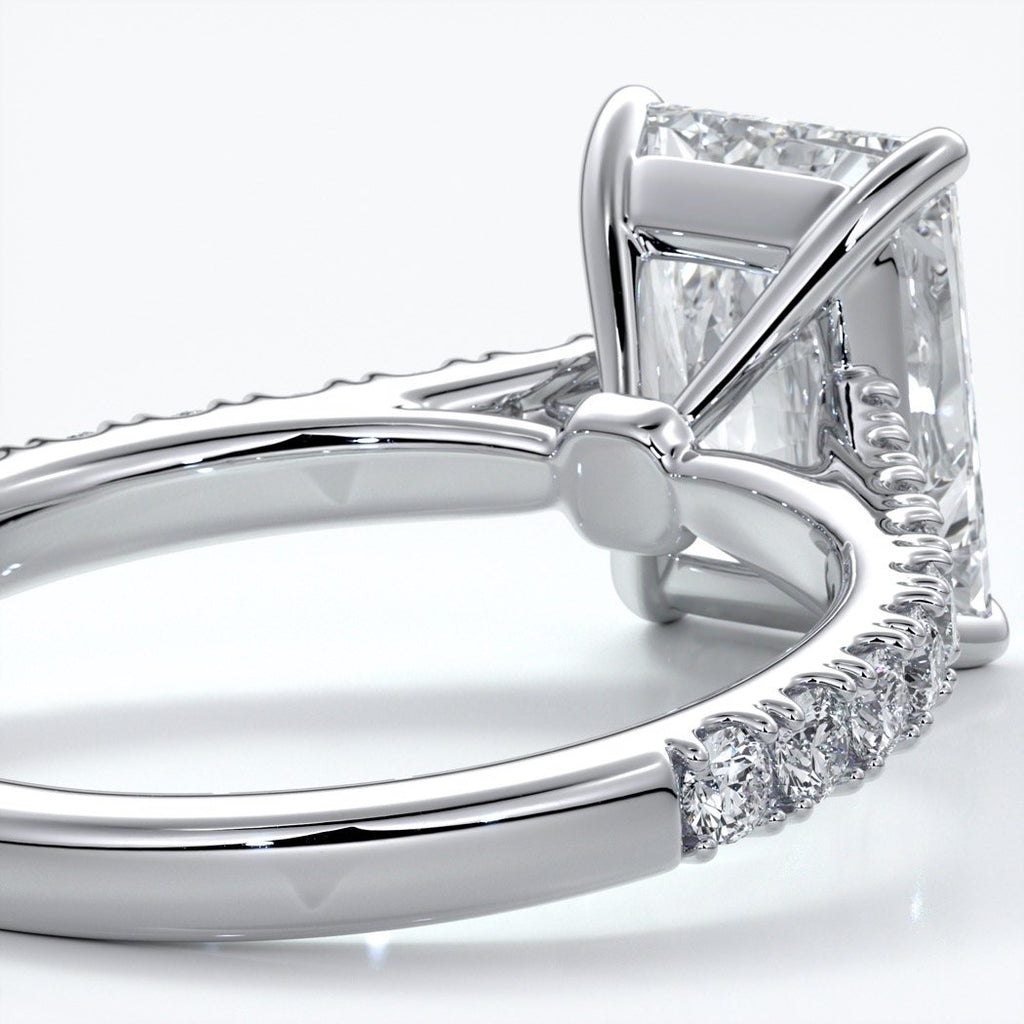 Susan Engagement ring radiant cut cathedral diamond band platinum