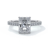 Susan Engagement ring radiant cut cathedral diamond band platinum