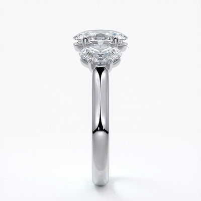Vera Engagement ring oval trilogy straight platinum