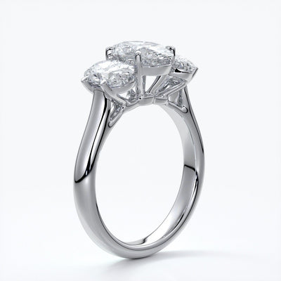 Vera Engagement ring oval trilogy straight platinum