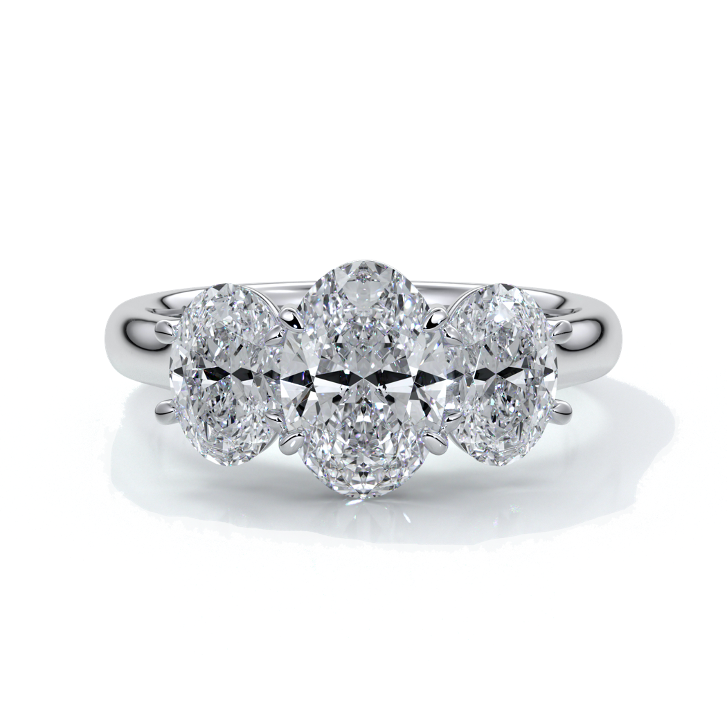 Vera Engagement ring oval trilogy straight platinum