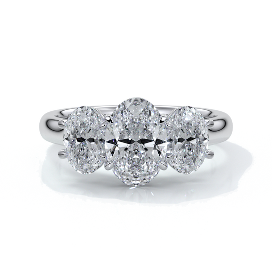 Vera Engagement ring oval trilogy straight platinum