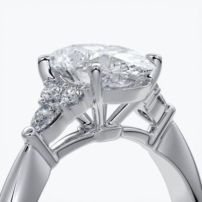 Vivian Engagement ring trilogy oval cathedral platinum