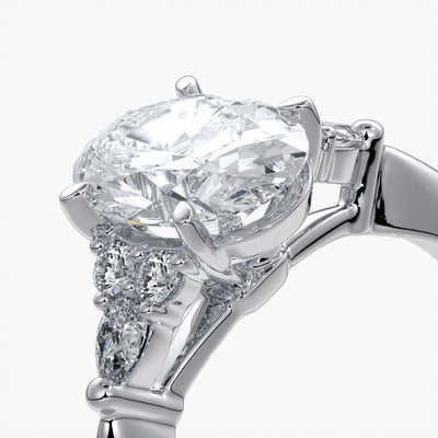 Vivian Engagement ring trilogy oval cathedral platinum