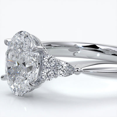 Vivian Engagement ring trilogy oval cathedral platinum