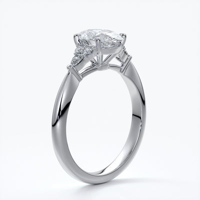 Vivian Engagement ring trilogy oval cathedral platinum