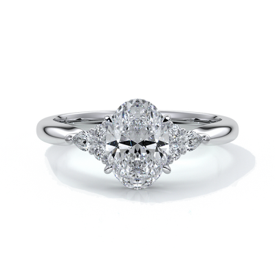 Vivian Engagement ring trilogy oval cathedral platinum
