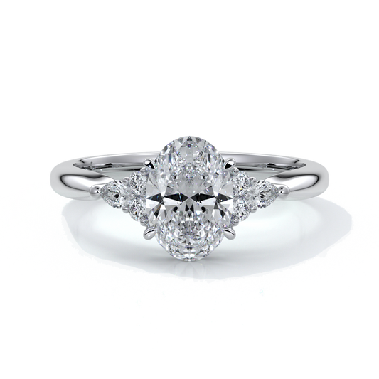 Vivian Engagement ring trilogy oval cathedral platinum