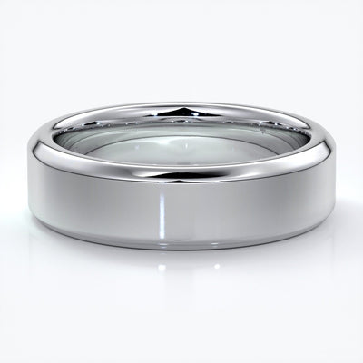 William Wedding ring 6mm bevel mens band 18ct white gold