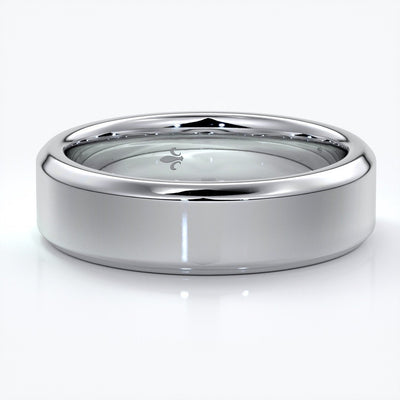 William Wedding ring 6mm bevel mens band 18ct white gold