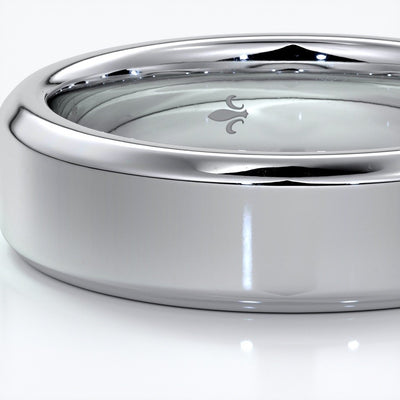 William Wedding ring 6mm bevel mens band 18ct white gold