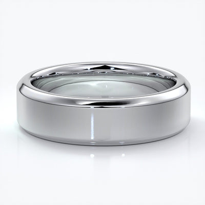 William Wedding ring 6mm bevel mens band 18ct white gold