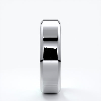 William Wedding ring 6mm bevel mens band 18ct white gold